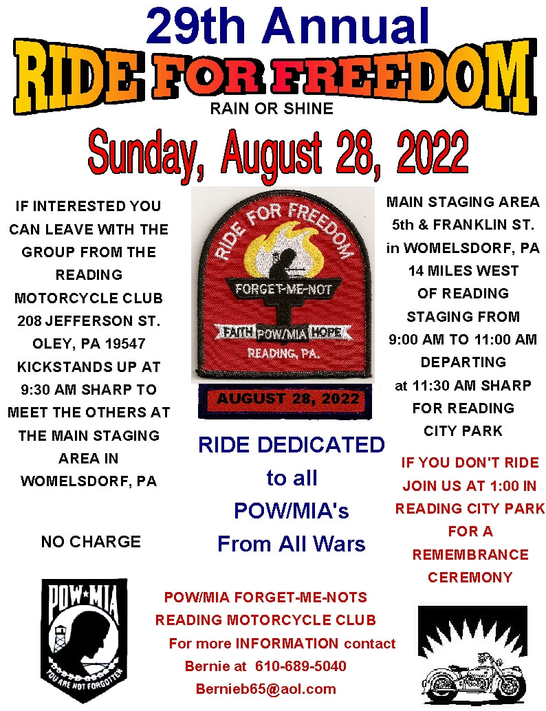 Ride For Freedom VIETNAM VETERANS OF AMERICA CHAPTER 131 BERKS COUNTY, PA